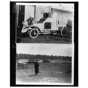 Armored car ; Officer with armored cars in a field 