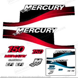 Mercury 150hp Outboard Decal Kit Blue or Red Available  