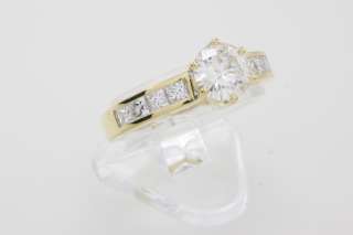 Engagement Ring Princess Diamond Side Moissanite Center  
