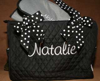 Diaper Bag Personalized Monogrammed Black and White Dot Changing Pad 