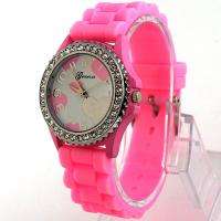 Pink New Fancy Silicone Girl Lady Teenager Jelly Quartz Wrist Watch 