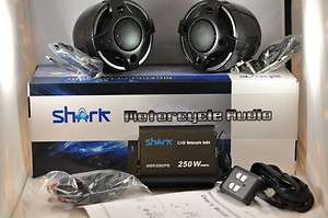 Shark 250w snowmobile atv audio system W  new 3 speakers black with 