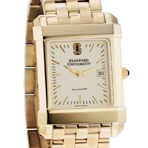 Stanford University Mens Swiss Watch   Gold Quad with Bracelet by M 