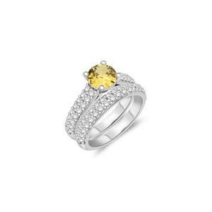 1.02 Cts Diamond & 1.29 Cts Yellow Sapphire Matching Ring 