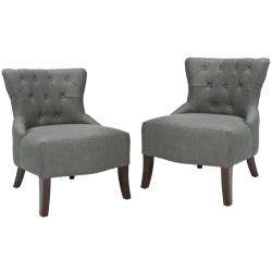 Newbury Tufted Graphite Grey Living Room Chairs (Set of 2)   