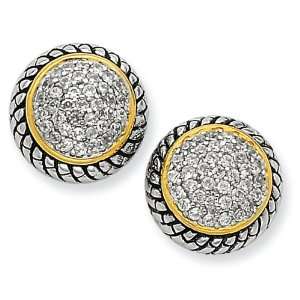   Silver Vermeil Antiqued CZ Post Earrings Vishal Jewelry Jewelry