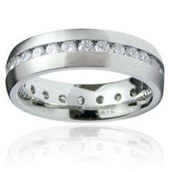 Stainless Steel Mens Cubic Zirconia Eternity Ring  
