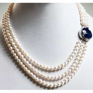  3 Strands Elegant Natural Graceful Pearl Beaded Necklace 