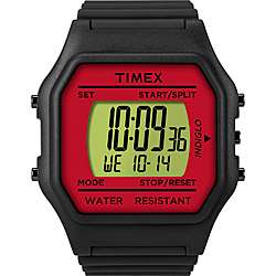 Timex Mens Chronograph Jumbo Black and Red Rubber Watch   