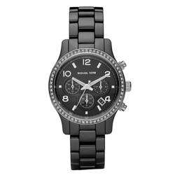 Michael Kors Womens Chronograph Black Ceramic Bracelet Watch 