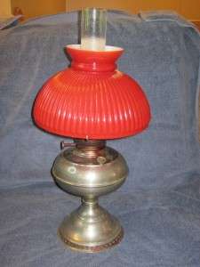   Plated Brass RAYO Kerosene Oil Gas Hurricane Lamp w/Glass Shade  
