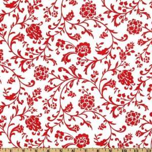  44 Wide Moda Fresh Flowers Vine White/Red Fabric By The 