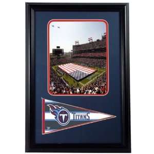 LP Field and Old Glory Photograph with Team Pennant in a 12 x 18 