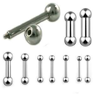 Surgical Steel Externally Threaded Barbell 14G   Length 1/2   Sold as 