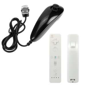  GTMax Black Nunchuck + White Remote for Nintendo Wii Video Games