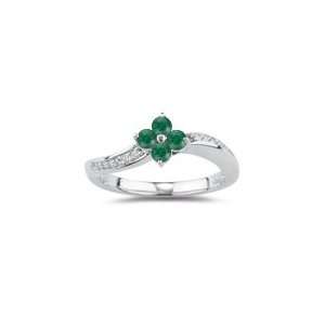  0.11 Ct Diamond & 0.24 Ct Emerald Ring in 14K White Gold 7 