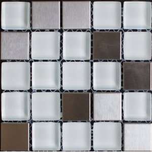   Steel Metal Tile and Crystal Glass Blend 1x1