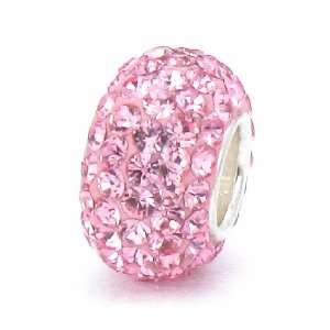   Fascini Pink Swarovski Crystal Element Pave Sterling Silver Bead Charm