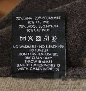 Gucci Brown & Tan Wool Monogram Fringe Throw Blanket  