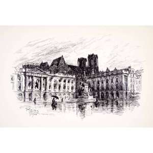   Reims France Square Cathedral Geyer   Original Photogravure Home
