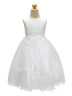White Triple Layer Tulle Flower Girl Dress size BABY 2 4 6 8 10 12 14 
