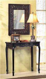 SCALLOP DETAIL BLACK WOOD CONSOLE HALL ACCENT TABLE  