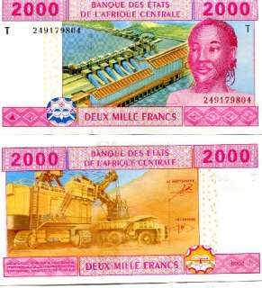 CENTRAL AFRICAN 2000 Francs 2002 P 108T UNC CONGO REP.  