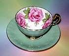 Sage & Huge Pink Roses Aynsley Tea Cup and Saucer Set