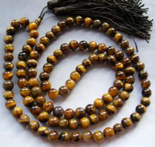 Tibet Buddhist 108 Tiger Eye Gem Prayer Beads Mala Neck  