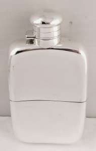   HALLMARKED STERLING SILVER HIP FLASK with CUP   1883   137 grams