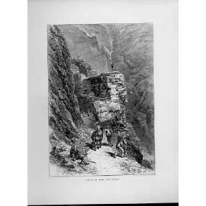  Path Over The Gemmi Old Prints C1880 Alps