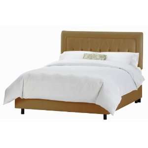   King Skyline Shantung Khaki Tufted Upholstered Bed Furniture & Decor