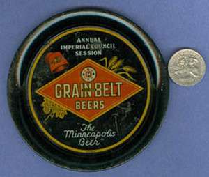 AUTHENTIC OLD GRAIN BELT BEER TIP TRAY MASONIC COUNCIL AD719  