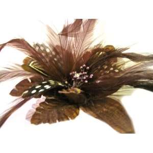  Brown Hair Feather Flower Hat Clip/ Brooch Beauty