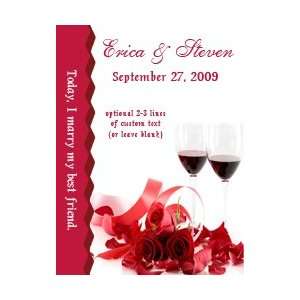  Style 10245 Wine & Roses Wedding Label Vertical Rectangle 