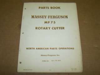 b638) Massey Ferguson Parts Manual 75 Brush Hog  