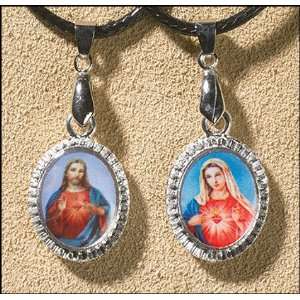 Sacred Heart of Jesus with Immaculate Heart of Mary Pendant (Charm) on 