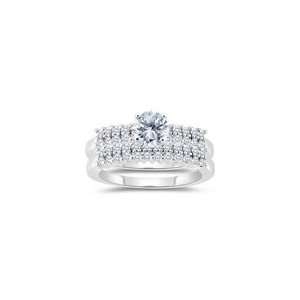  1.66 Cts Diamond Matching Ring Set in 14K White Gold 8.5 