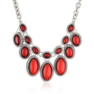    Napier Ruby Colored Oval Multi Drop Frontal Necklace Jewelry