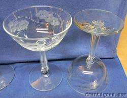 Elegant Crystal Stemware Wine Glasses Etched Grapes  