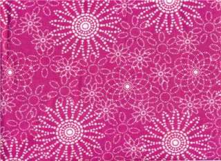 yd FLANNEL White Dot Flowers Daisies on Magenta BTY  