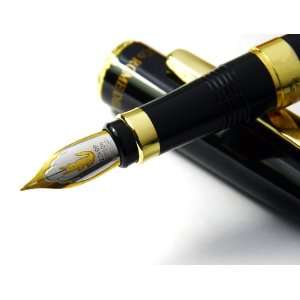 Classic Golden Tip Carved Ring, Black Fountain Pen Carved Ring & Black 