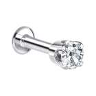 Body Candy 16 Gauge 3/16  Solid 14KT White Gold 3mm Cubic Zirconia 