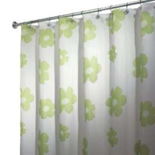 Interdesign Poppy X Long Shower Curtain, Green, 72 Inches X 96 Inches 