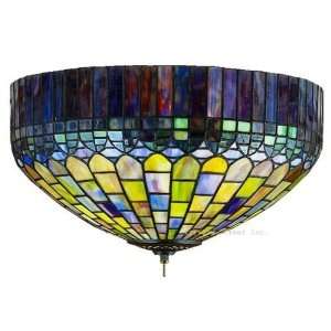   Semi Flush Tiffany Stained Glass Ceiling Lighting Fixture 16 Inches W