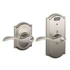   Style Keyed Entry Accent Lever with Built in Alarm, Satin Nickel