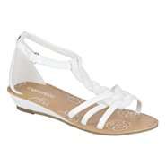 Expressions Girls Cache3 Patent Wedge Sandal   White 