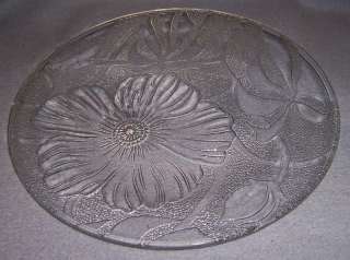 Clear Pressed Glass floral DINNER PLATE 10 tropical  