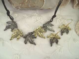 Anju Art Jewelry Necklace Set Gold Silver Maple Leaves  
