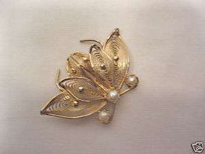 Butterfly Pin Brooch 12k Gold Filled Espo Vintage  